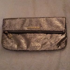 Victoria’s Secret gold sequin clutch & mirror NWOT